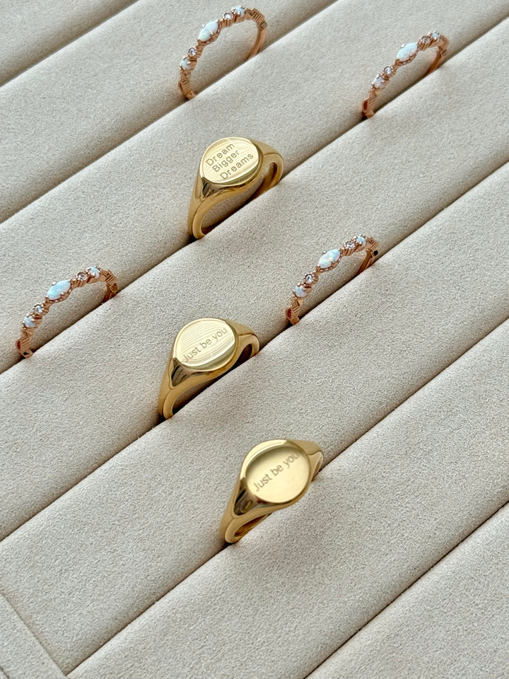 gold signet ring just be you phrase jessica santander