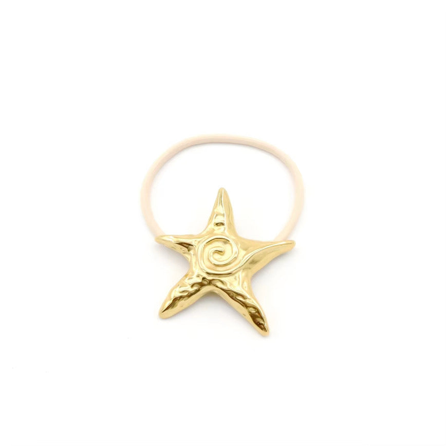 beach gold starfish hair scrunchy