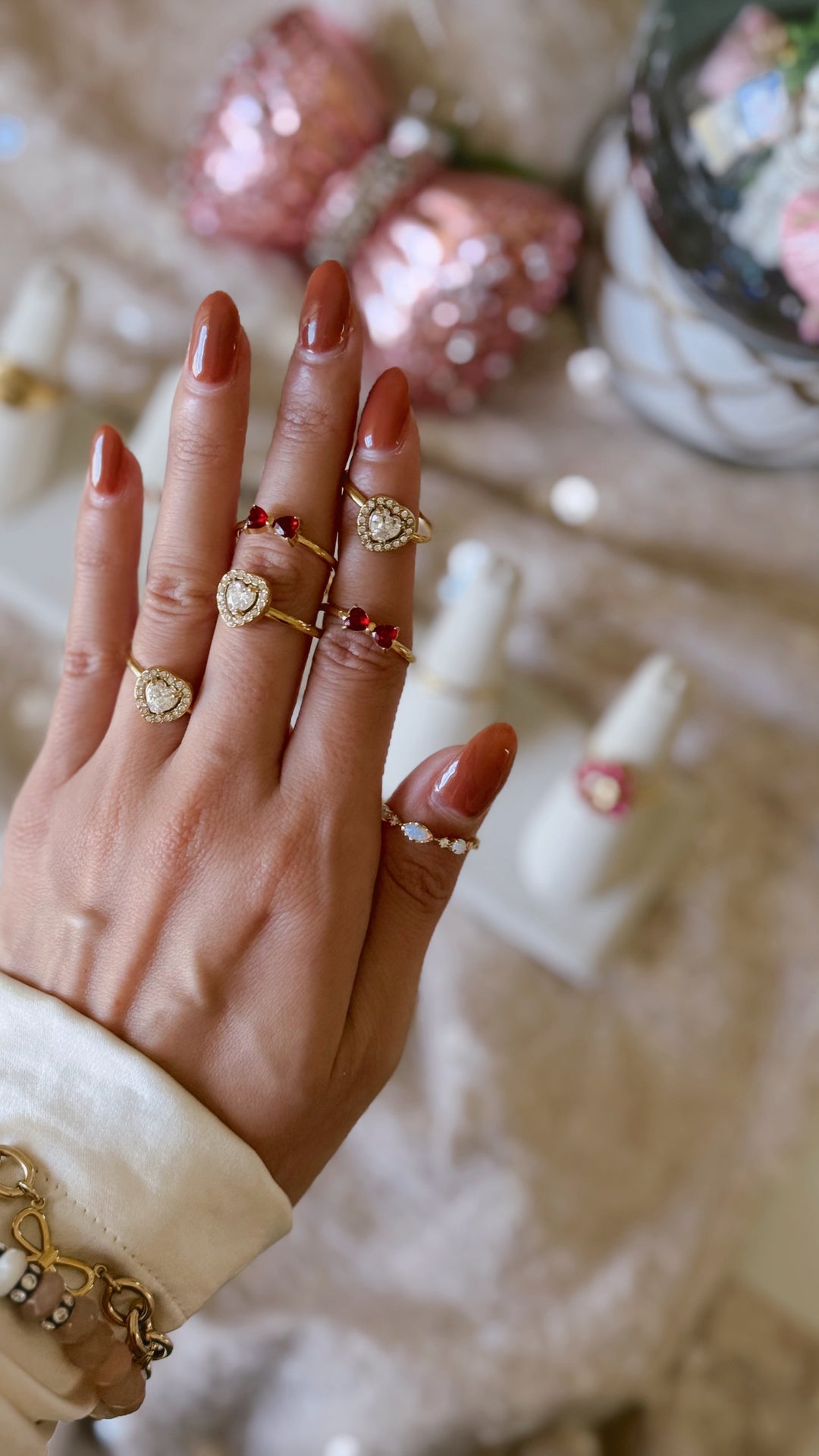 red holiday bow ring for Christmas gifts