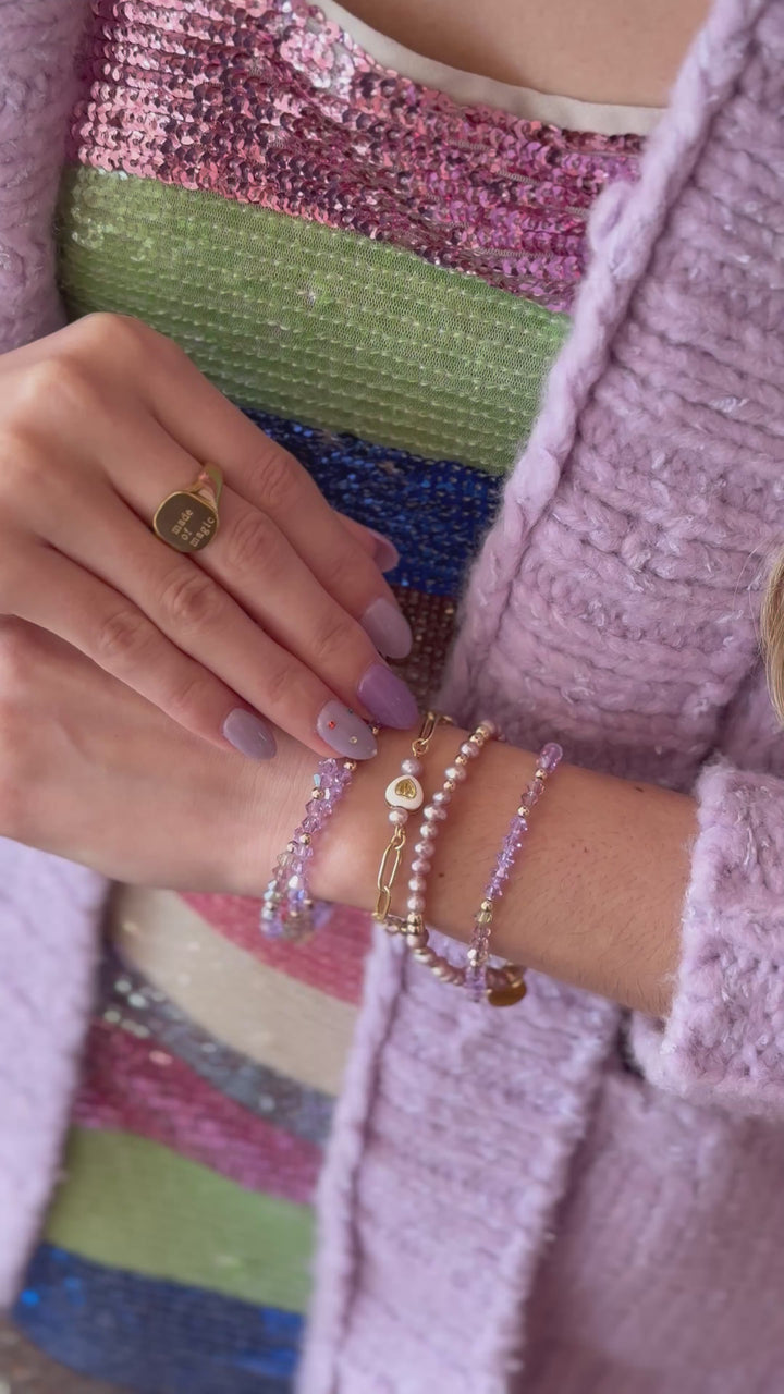 Lavender pearl stretchy bracelet Jessica Santander spring collection 