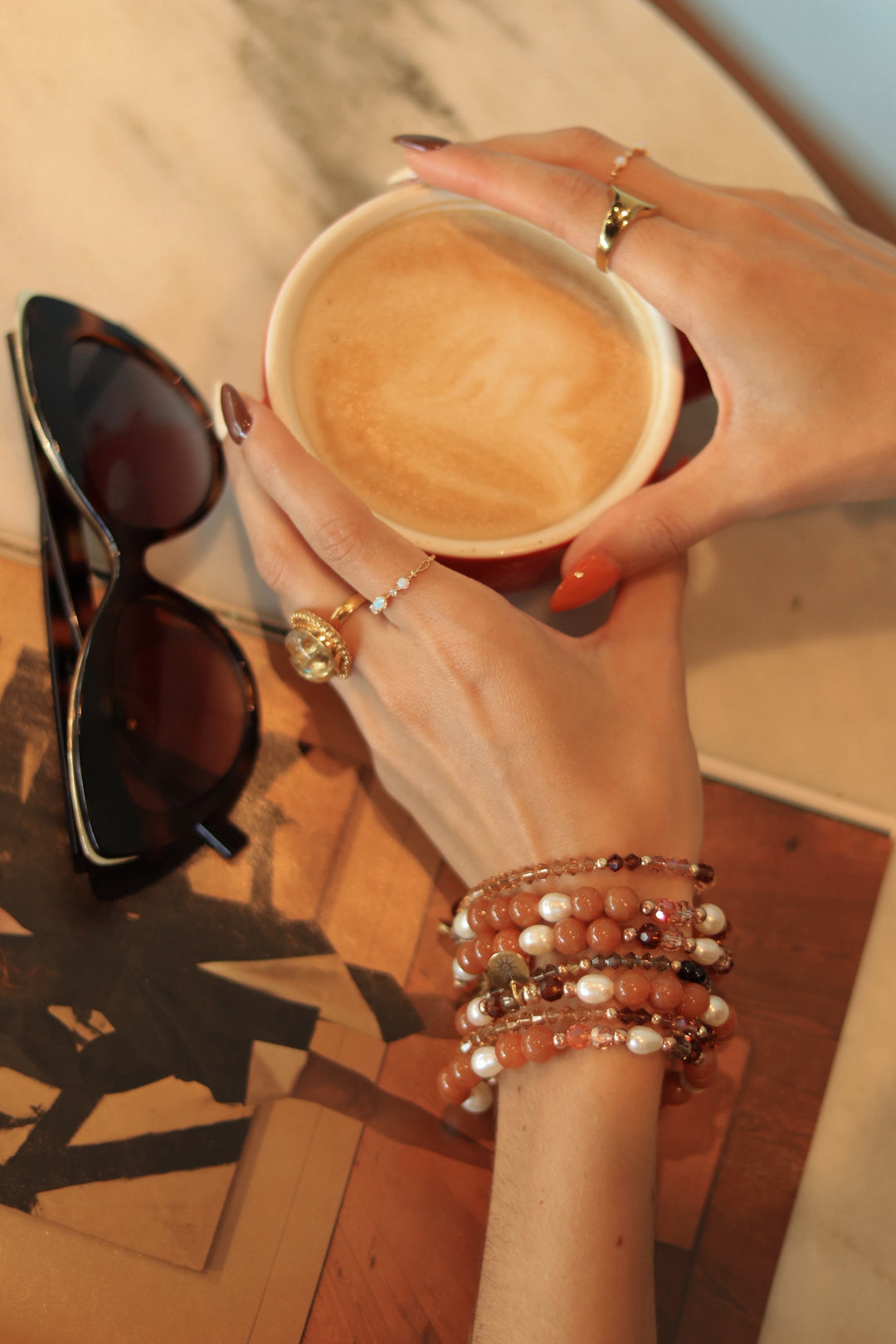 pumpkin spice love bracelet 6th yr with pearl and fall beads