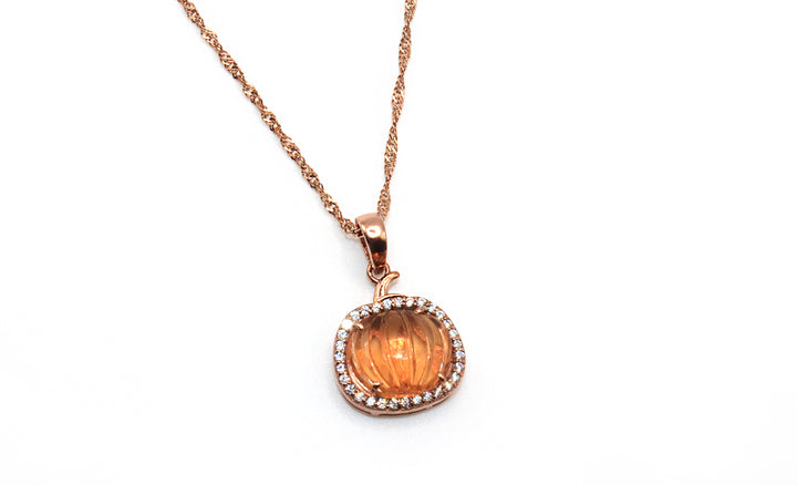 pumpkin pendant rose gold necklace fall jewelry