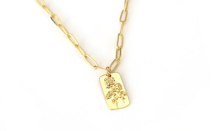 rose tag pendant necklace 