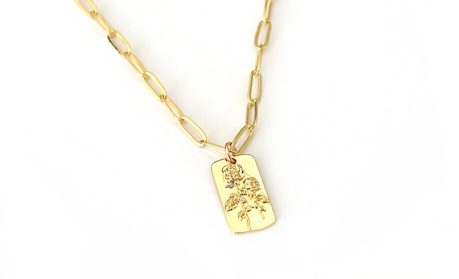 rose tag pendant necklace 
