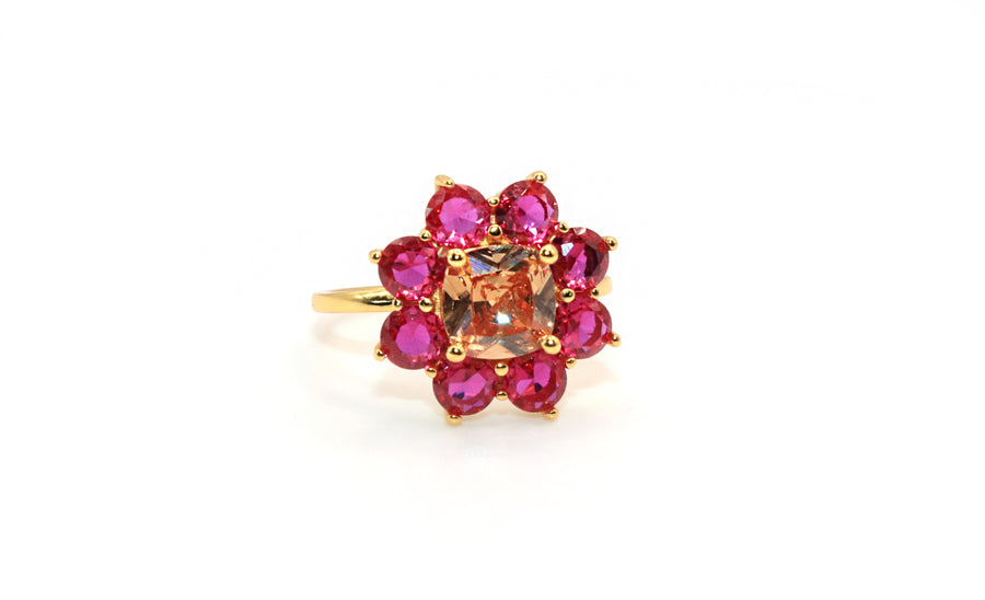 ruby princess flower fall ring
