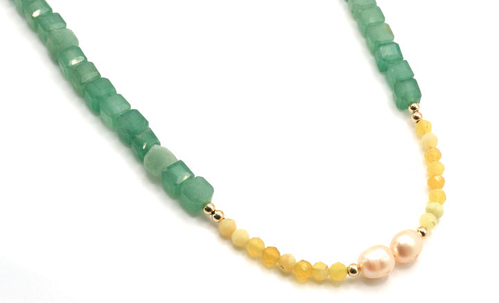 summer green and yellow gemstone choker