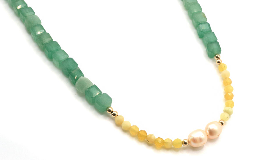 summer green and yellow gemstone choker