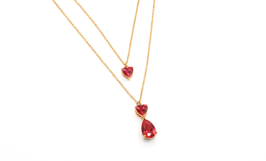 deep pink heart necklace 2 in 1
