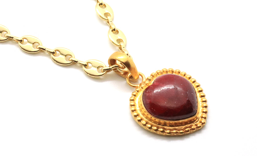Ruby gemstone heart pendant necklace handmade in Florida