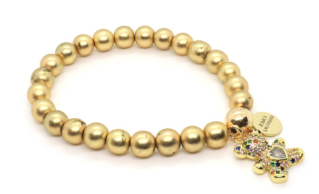 matte-gold-bracelet-teddy-bear-charm-bracelet