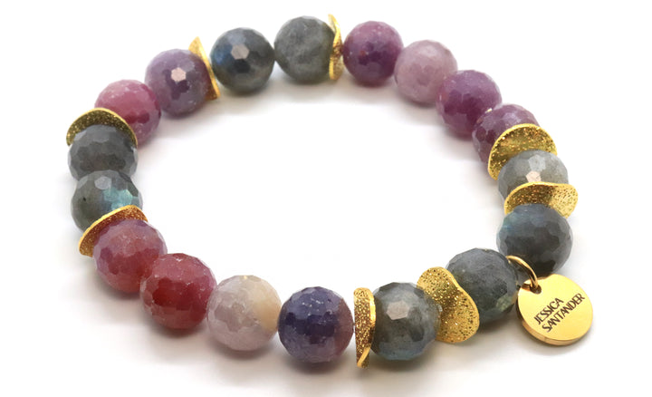 dainty ruby gemstone stretchy bracelet