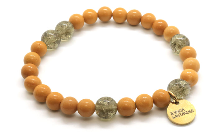 yello mookaite gemstone beaded stretchy bracelet
