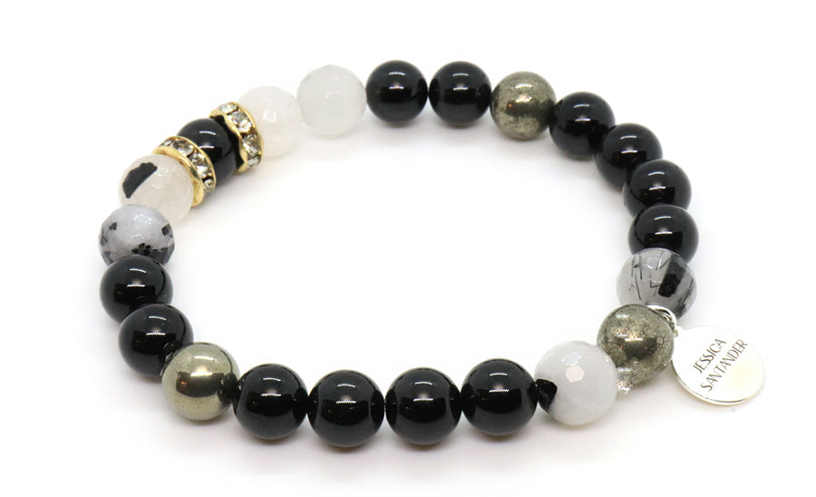 black-tourmaline-and-quartz-gemstone-bracelet-handmade