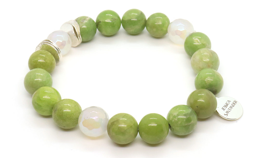 Olivine- green-gemstone-bracelet-silver-charm
