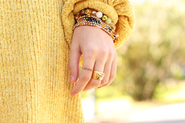 rose gold  and jet astral swraovski crystal bracelet stack for women