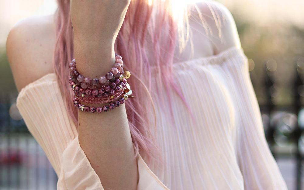 Strawberry quartz gemstone handmade bracelet