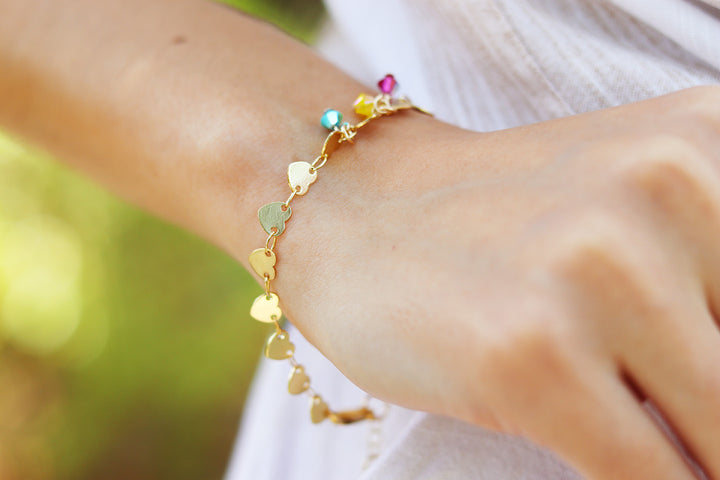 heart-chain-bracelet-personalized-charms-handmade-tampa