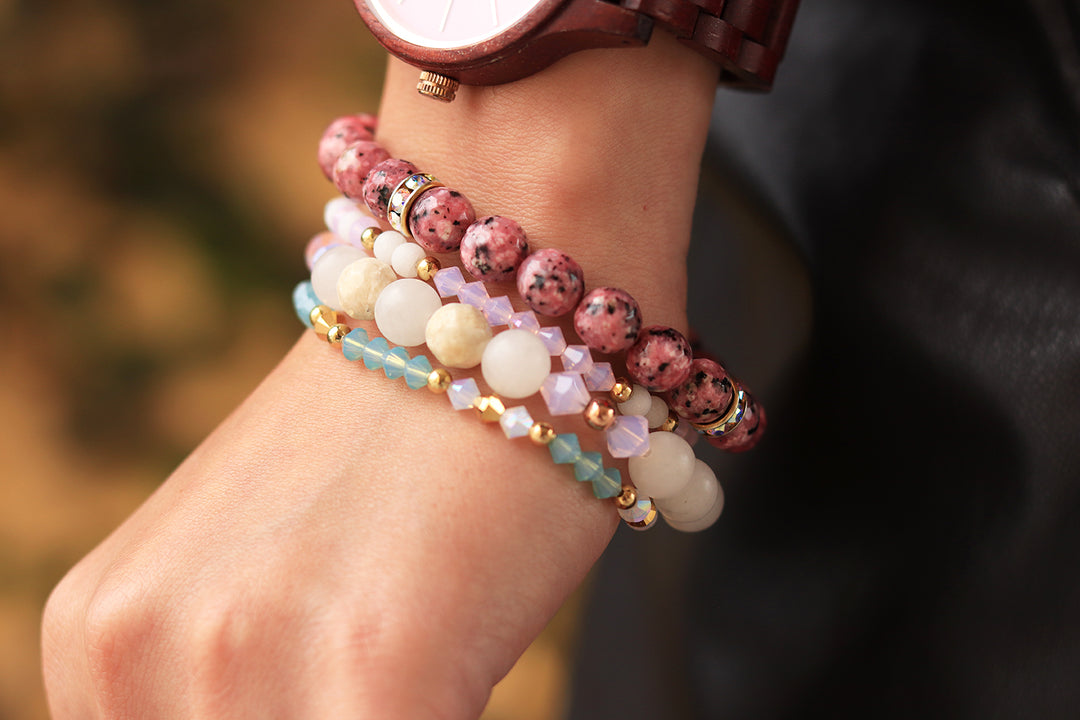 soft-pink-rose-gold-bracelet-stack-handmade-tampa-FL