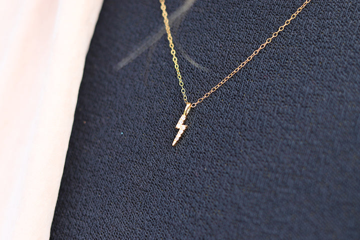 14kt-gold-filled-lightning- pave-necklace-dainty-handmade