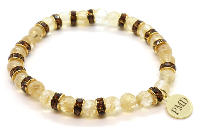 smoky topaz and champagne quartz beaded bracelet for women