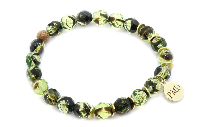 Green and natural jasper beaded bracelet for women