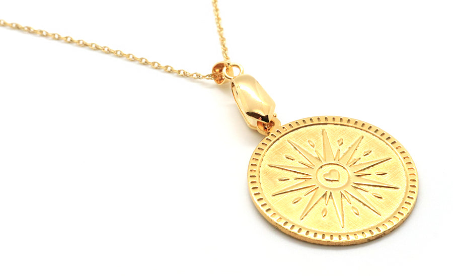 gold medallion necklace pendant online by Jessica Santander