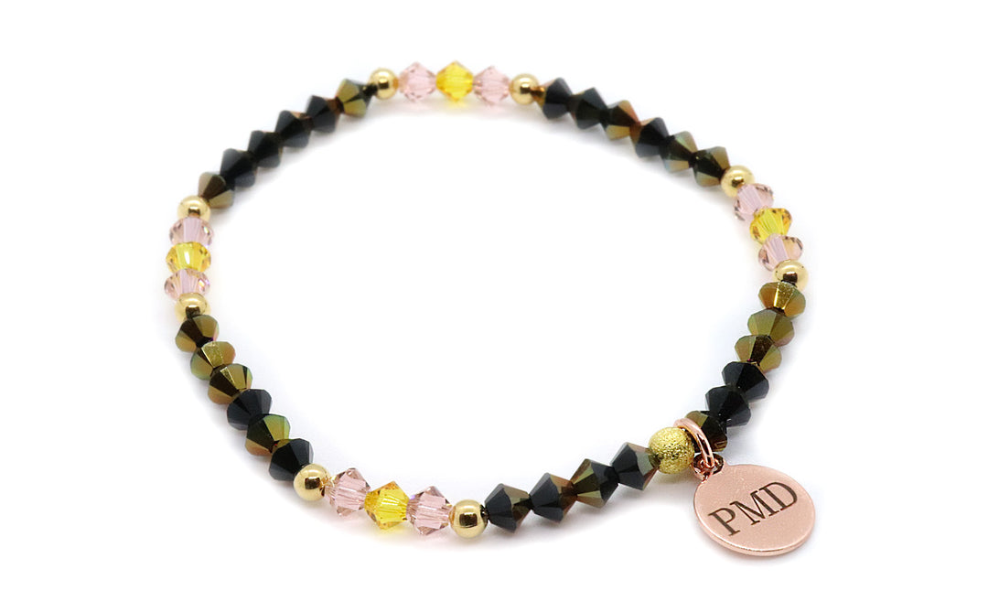 Sunflower yellow and jet astral pink fall bracelet for women with charm