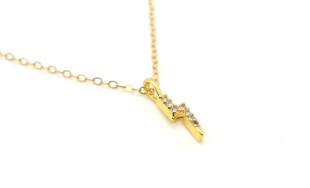 14kt-gold-filled-lightning- pave-necklace-dainty-handmade