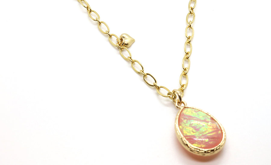 Light Pink Opal Glow Necklace handmade in Tampa, FL for mom