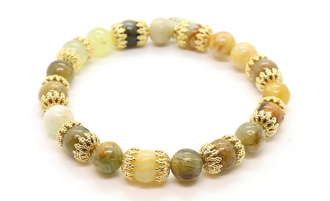 flower jade gemstone beaded bracelet for women